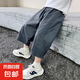 男童夏款褲子2025新款兒童短褲夏季薄款中大童男孩酷帥防蚊七分褲 YLL-T02【灰色】 150