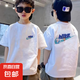 兒童純棉T恤夏季短袖2025新款帥氣時(shí)髦中大童男童上衣體恤童裝潮 T111【白色】 130