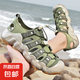 真皮男士涼鞋新款夏季外穿運動包頭沙灘鞋防滑透氣涼鞋戶外運動鞋 卡其色 【二層豬皮2055】 43