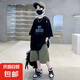 韓國潮男童短袖套裝夏季薄款兒童兩件套2025新款中大童帥氣夏裝潮 CQS-TZ50【黑色】 170