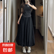 灰色花苞裙女夏季2025新款小個子高腰a字裙子半身裙垂墜感蓬蓬裙 黑色 XL