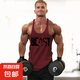 GYMREVOLUTION美式健身大碼運(yùn)動(dòng)背心男士純棉運(yùn)動(dòng)訓(xùn)練吸汗工字坎 酒紅色(黑字） M （125-145斤）