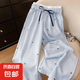 女童夏季褲子小清新青少年薄款中大童小清新蝴蝶結(jié)休閑寬松褲子 藍(lán)色 160