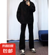牛仔褲子男夏季薄款黑色修身男褲高街長(zhǎng)褲美式寬松直筒垂感微喇褲 黑色 薄款 M 建議90-110斤