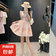 【有里布】碎花連衣裙2025夏季新款別致甜美減齡收腰裙D2075 橘色 2XL 【130-145斤】