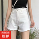 2025春夏新款韓版牛仔短褲女高腰大碼寬松顯瘦a字闊腿褲熱褲DM 壹站555白色 XL