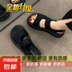 羅馬涼鞋女夏2025新款爆款網(wǎng)紅配裙子厚底松糕休閑百搭軟底沙灘鞋 黑色【升級(jí)蜂窩軟底】 38