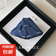 法式牛仔藍(lán)蝴蝶結(jié)紋路三角抓夾女高級(jí)感盤(pán)發(fā)鯊魚(yú)夾后腦勺半扎發(fā)夾 深藍(lán)色蝴蝶結(jié)牛仔三角夾