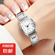 女士手表女生小眾高級感鋼帶休閑時裝女士手表女款學(xué)生手鏈?zhǔn)直?條釘—銀殼白面