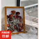 七夕禮物中空立體相框干花保存手工創(chuàng)意diy畫框永生玫瑰標(biāo)本擺臺 胡桃木色+絲帶+膠水+底紙+彩燈 10寸適合5-10朵