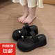 松糕厚底增高涼拖鞋女夏季外穿2025新款絕美銀色套趾沙灘一字涼拖 黑色 36