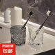 創(chuàng)意玻璃洗漱杯冰川紋理牙刷杯家用酒店賓館用高顏值漱口杯 八角冰川杯透明2個