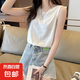 純棉吊帶背心夏季2025新款內(nèi)搭打底寬松運(yùn)動無袖t恤上衣外穿0090 白色 M 建議105斤以內(nèi)