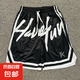 美式潮牌湯普森寬松數(shù)碼印速干短褲褲運(yùn)動(dòng)籃球透氣5分短褲 LNF KT黑色短褲 XL (110-125斤）