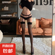 性感吊帶一體襪純欲白絲襪性感黑絲女春夏長(zhǎng)筒過膝薄款加長(zhǎng)防勾絲 【黑邊黑絲吊帶襪（一雙裝）】