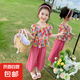 【女童夏季套裝】2025新款兒童衣服短袖褲子小女孩印花花夏裝兩件 圖片色 薄款 130 cm