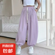 女童夏天防蚊褲子2025新款薄款夏季百搭黑色防蚊褲森系冰絲燈籠褲 DD-B177【紫色】夏季薄款 150