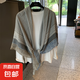 小格子亞麻圍巾女夏季2024新款防曬大方巾薄款絲巾空調(diào)房外搭披肩 mzf-011 130*130cm