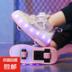 小孩暴走鞋 兒童四輪隱形運(yùn)動(dòng)輪滑鞋女童爆走鞋學(xué)生雙輪溜冰鞋男 X016紫色4輪 33 碼