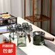 功夫茶具套裝煙灰側(cè)把茶壺玻璃高檔整套泡茶器燒水壺茶盤煮茶家用 直覺壺+公杯+茶漏+主人杯+6把杯+杯架