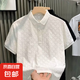夏季POLO衫短袖T恤男時尚輕奢提花休閑青年修身翻領帶領打底上衣 KC-A13白色 （高質(zhì)量款） XL （建議125-135斤以內(nèi)）
