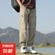 【安德瑪制造商】束腳工裝褲速干拉鏈松緊腰帶抽繩防風防水長褲 卡其 2XL