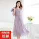 2025新款真絲女裝100%桑蠶絲收腰連衣裙顯瘦優(yōu)雅裙子法式刺繡 莫奈紫 XL (115-125斤)