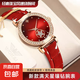 2025新款潮流女士腕表星點刻度表盤時尚非機械石英腕表皮革表帶 【羅馬刻度】金殼白面