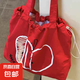 蘋(píng)果新款抽繩帆布包學(xué)生輕便通勤百搭單肩包小眾大容量簡(jiǎn)約托特包 紅色蘋(píng)果片片單肩包