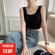 2025款馬甲夏上衣吊帶小背心女短款辣妹露臍無胸墊運(yùn)動小背心女 單件裝：黑色 大均碼【100-135斤】