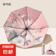 雨傘手開黑膠雙層傘遮陽傘手開晴雨傘折疊雨傘便攜小巧配收納時尚 黑膠雙面花色+粉芍藥 8骨