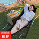 戶外四擋可調(diào)節(jié)躺椅簡(jiǎn)易折疊床便攜月亮椅辦公室午休四擋調(diào)節(jié)躺椅 黑色躺椅+腳拖+四擋調(diào)節(jié)