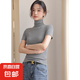 【都市麗人制造商】高領(lǐng)打底衫女修身顯瘦2025新款T恤短袖上衣 深灰色 L  【102-114斤】