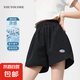 女童短褲夏季兒童薄款冰絲褲子2025新款中大童休閑速干運(yùn)動(dòng)三分褲 D53黑色  160