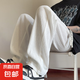垂感直筒褲子男款夏季薄潮流冰絲長(zhǎng)褲大碼寬松白色闊腿休閑褲男士 白色 K178 XL