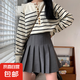 顯瘦百褶裙jk半身裙帶內(nèi)襯短裙女高腰學(xué)院風(fēng)a字裙辣妹百搭休閑KXW 深灰色百褶裙顯瘦百搭-帶內(nèi)襯 S 【80-90斤】