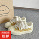 蝴蝶結(jié)板鞋女款2025新款蝴蝶結(jié)厚底小白鞋百搭小眾鞋子面包鞋 淡黃 38