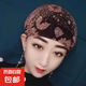 新款女士印花帽子四季款遮白發(fā)彈力居家包頭帽家居中年透氣媽媽帽 咖啡色高彈款花朵小帽 均碼