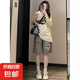 大碼高街破洞五分褲牛仔短褲女2025夏季薄款顯瘦胖妹妹mm闊腿中褲 藍色 XL