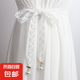 蕾絲腰帶女夏季裙子簡約百搭蝴蝶結(jié)絲帶韓版珍珠裝飾收腰打結(jié)腰繩 藤條白色