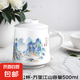 【采銷推薦】羊脂玉瓷辦公杯帶蓋過濾茶水分離咖啡花茶杯馬克杯子 羊脂玉辦公杯-萬里江山
