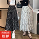 2025小個子碎花a字裙春夏新款溫柔風淑女風半身裙中長裙子 白色 L