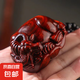 紫檀木雕貔貅財(cái)神吊墜掛件汽車裝飾鑰匙扣木質(zhì)文玩工藝品高檔禮物 【荷葉?！? title=