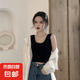 【百搭小背心】吊帶背心女百搭短款露臍運動外穿內(nèi)搭打底小背心女 單件裝：【黑色】 大均碼【100-135斤】