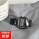 復(fù)古風(fēng)手表【卡西歐平替】鬧鐘氣質(zhì)韓版簡(jiǎn)約電子手表男女士學(xué)生兒童七彩多功能帥氣小眾情侶防水 黑色（鋼帶）