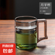 辦公室綠茶玻璃杯個人專用月牙杯高端一體式過濾泡茶杯茶水分離杯 【煙灰】綠茶杯400ml1只
