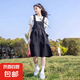 背帶裙女童套裝夏季2025新款兒童洋氣可愛中大童初中生黑色連衣裙 黑色 170