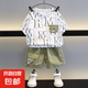 男童夏季套裝2025新款寶寶夏裝酷帥氣衣服潮兒童網(wǎng)紅炸街短袖童裝 TZ-7170太空字母短袖套裝-綠色 110 （建議身高105公分左右）