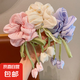 韓系兒童郁金香花朵大腸發(fā)圈女童高級感氣質(zhì)飄帶頭繩甜美女孩發(fā)飾 粉+紫+白（3個裝）