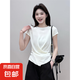 白色冰絲針織短袖t恤女2025新款夏季爆款不規(guī)則收腰顯瘦坎肩上衣 白色優(yōu)質(zhì)版 均碼 80-140斤可穿